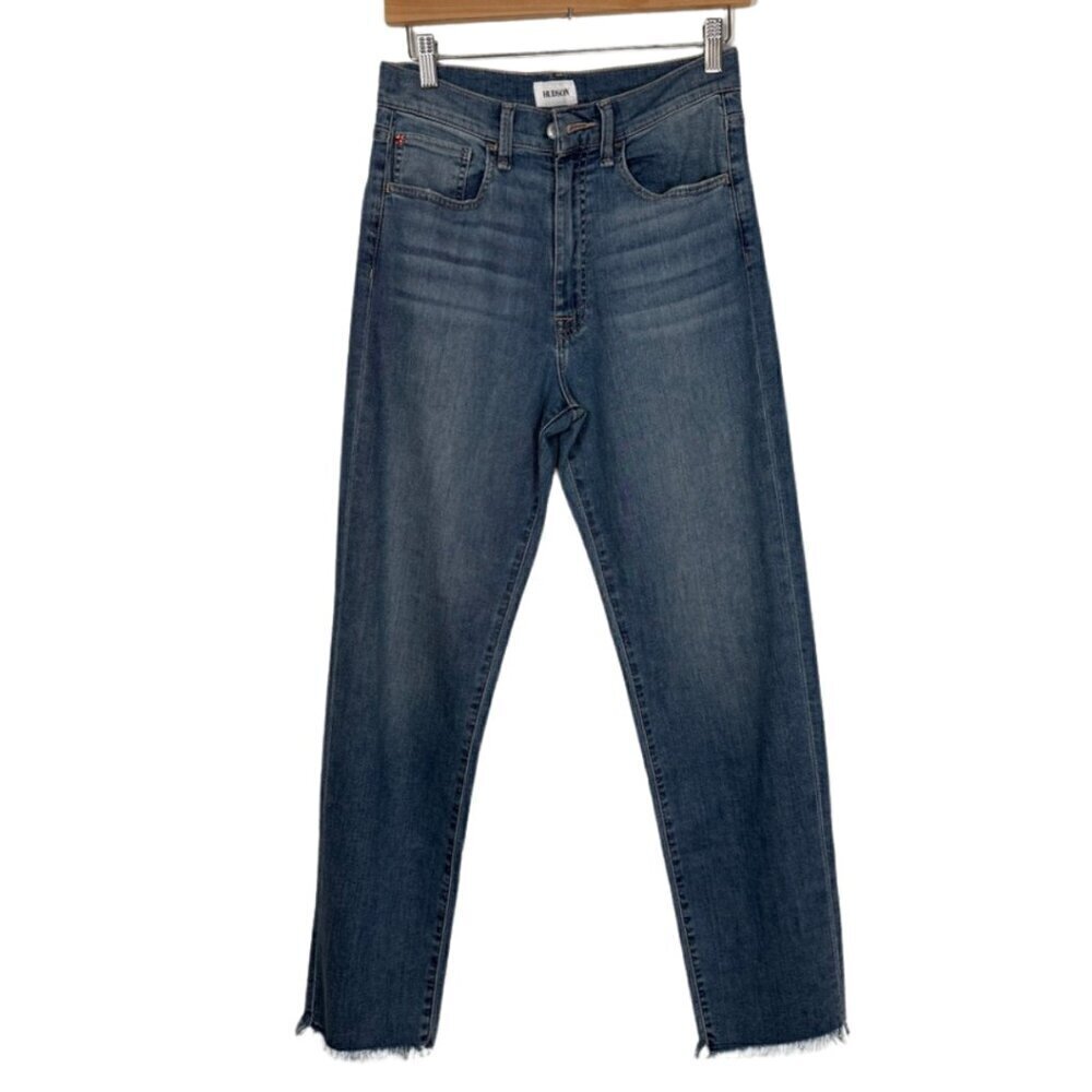 HUDSON Kass Stella Size 25 Straight Leg Frayed Edge Medium Wash Jeans